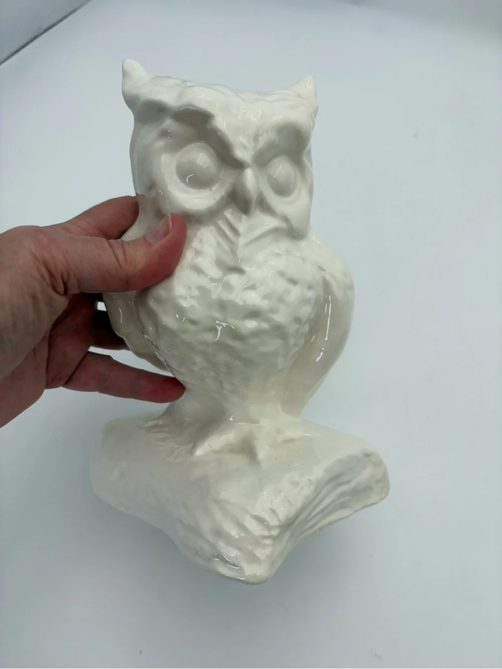 Vintage Ceramic Owl Vase - White Home Art Decor